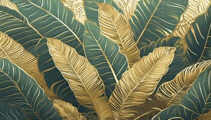 botanical art. Abstract tropical leaf wallpaper, Luxurious nature leaf design in linear style.