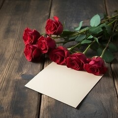 red rose and blank card Generating By AI Technology
