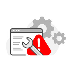 website page under construction or maintenance concept illustration flat design vector. simple, modern graphic element for landing page, empty state ui, infographic, icon