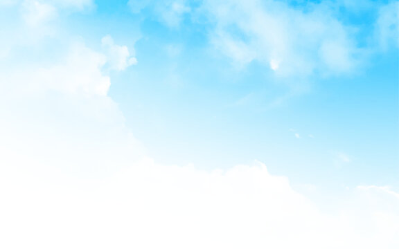 Fantastic soft white clouds against blue sky background. Natural sky background texture, beautiful color. Freshness of the new day. Bright blue background. Relaxing feeling like being in the sky.