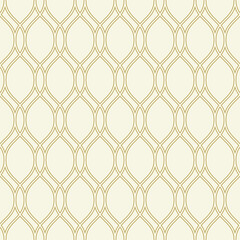 Seamless ornament. Modern wavy background. Geometric modern pattern with golden dotted wavy lines
