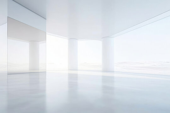 White interior wall room modern floor architecture hall light empty design indoor