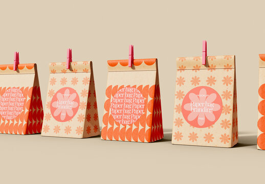 Array Take Away Paper Bag Mockup