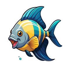 Heavenly Angel Fish Sticker: Graceful and Colorful Tropical Beauty, an Oceanic Serenade for Your Devices and Accessories – Dive into Elegance with This Exquisite Underwater Companion, generative ai
