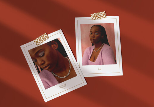  Instant Photo with Tape Mockup