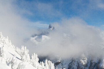 The Teton Range is a mountain range of the Rocky Mountains in North America. It extends for approximately 40 miles in a north–south direction through the U.S. state of Wyoming, east of the Idaho.