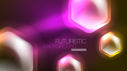 Technology Digital Neon Abstract Background, Abstract Hexagons, Digital Cyberspace, Modern Hi-tech, Science, Futuristic Techno Design Template