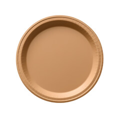 Disposable brown paper plate isolated on transparent background