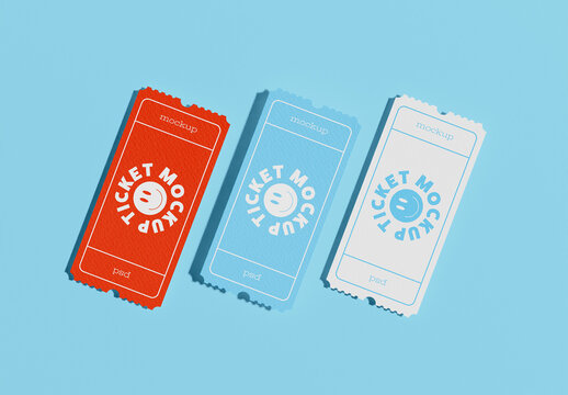 Three Event Tickets Pass Mockup