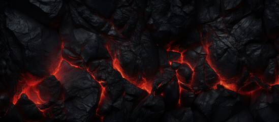 Molten lava texture background Ground hot lava Burning coals, crack surface Abstract nature pattern, glow faded flame 3D Render Illustration.AI Generative  - obrazy, fototapety, plakaty