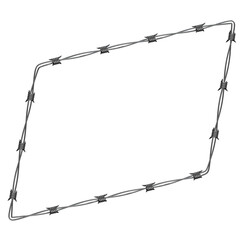 Sharp Barb Wire Elements in 8K: 3D Rendered Metal Steel Barbed Wire Border PNG, Isolated on Transparent Background for Prison Security or Industrial Fencing. - obrazy, fototapety, plakaty