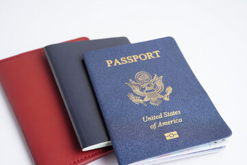 US passport isolated on white background, American citizen in United States of America.