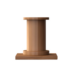 Wooden podium, 3D product shelf illustration isolated on transparent background