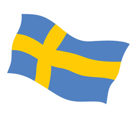 Swedish flag waving on a white background	