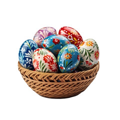 Easter egg basket illustration isolated on transparent background