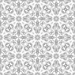 Tuinposter Classic seamless pattern. Damask gray and white orient ornament. Classic vintage background. Orient pattern for fabric, wallpapers and packaging © Fine Art Studio