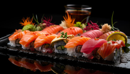 Composition sushi set. Japanese food