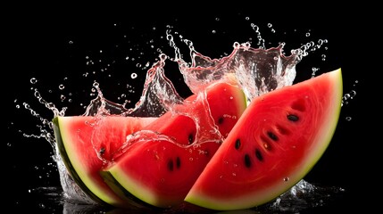 juice splash with watermelon isolated on white background