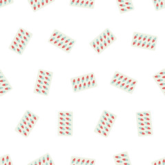 Medical pill seamless pattern. Suitable for backgrounds, wallpapers, fabrics, textiles, wrapping papers, printed materials, and many more. Editable vector.