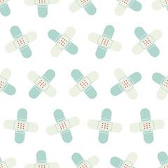 Medical plaster seamless pattern. Suitable for backgrounds, wallpapers, fabrics, textiles, wrapping papers, printed materials, and many more. Editable vector.