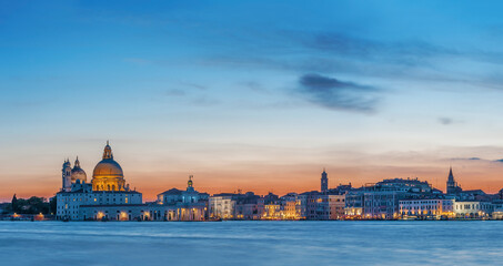 Idyllic landscape of Panorama of historical city Venice, Italy under sunset - obrazy, fototapety, plakaty