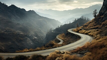 A winding road in the Mountains - obrazy, fototapety, plakaty