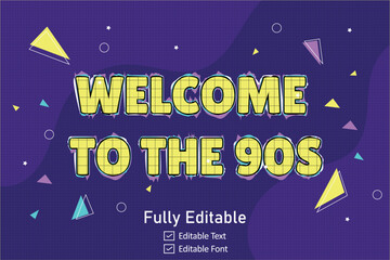 vector 90s text effect for comic text  and retro gaming font text