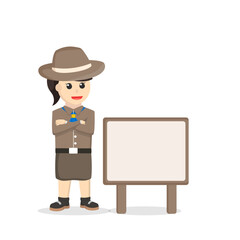 girl scout and sign design character on white background