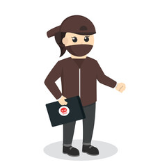 Hacker woman standing design character on white background