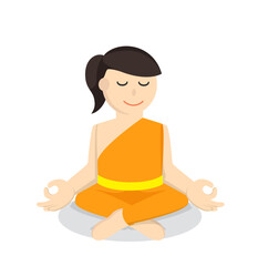 monk woman meditate design character on white background