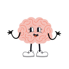 Vector illustration of brain character. The organ of the central nervous system is happy.