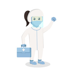 professional doctor with personal protective equipment design character on white background