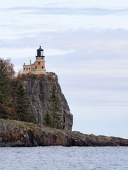 Fototapeta na wymiar Split Rock Lighthouse on a Rocky Cliff Overlooking Lake Superior