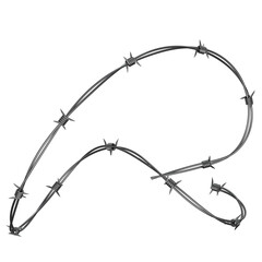 Sharp Barb Wire Elements in 8K: 3D Rendered Metal Steel Barbed Wire Border PNG, Isolated on Transparent Background for Prison Security or Industrial Fencing.