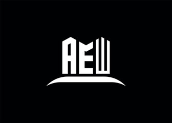 AEW letter logo design on creative BLACK background.