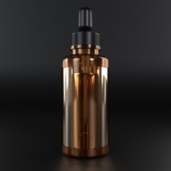 3D Rendered beauty face oil in glass dropper bottle mockup