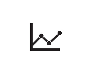 Line chart icon vector symbol design illustration 