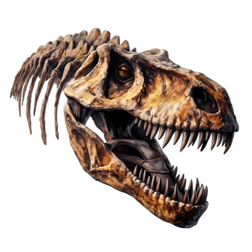 Dinosaur fossil isolated on transparent background