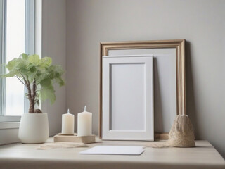  Blank-photo-frame-on-table-in-the-room