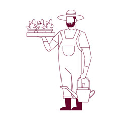 Outline Illustration of Faceless Farmer Male Character. Vector Design