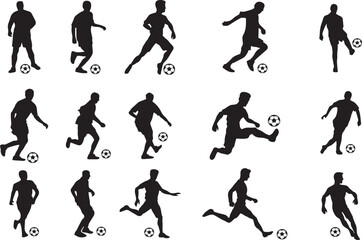 Collection of football, soccer players in different poses and positions. Good for designing online games, poster, banner or flyer for media and web regarding football tournament or competitions.