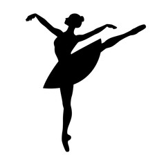 Beautiful ballet dancer is posing, young graceful woman ballet dancer, young ballerina standing in ballet poses silhouette - obrazy, fototapety, plakaty