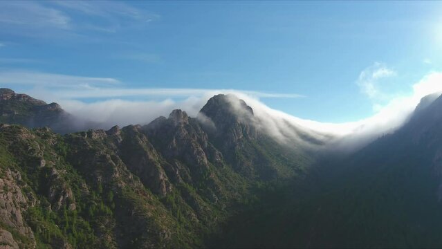 Breathtaking foggy mountains view at Sant Salvador de les Espases