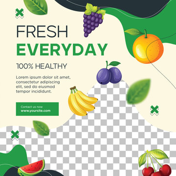 Fresh fruit background with photo for social media post