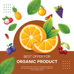 Template fruit orange for social media post