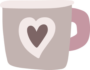 Valentine Coffee Cup Hot Chocolate Mug Illustration Hand Drawn With Heart