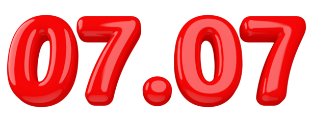 07.07 sale promotion red number 3d render