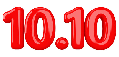 10.10 sale promotion red number 3d render