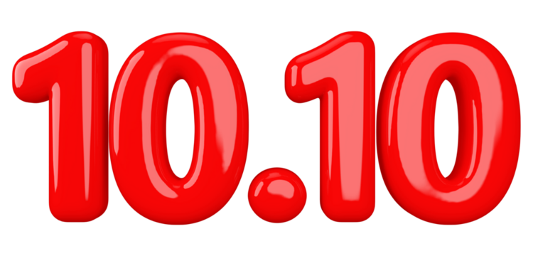 10.10 sale promotion red number 3d render