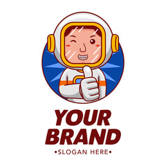 Fototapeta na wymiar man astronaut cartoon character logo vector illustration